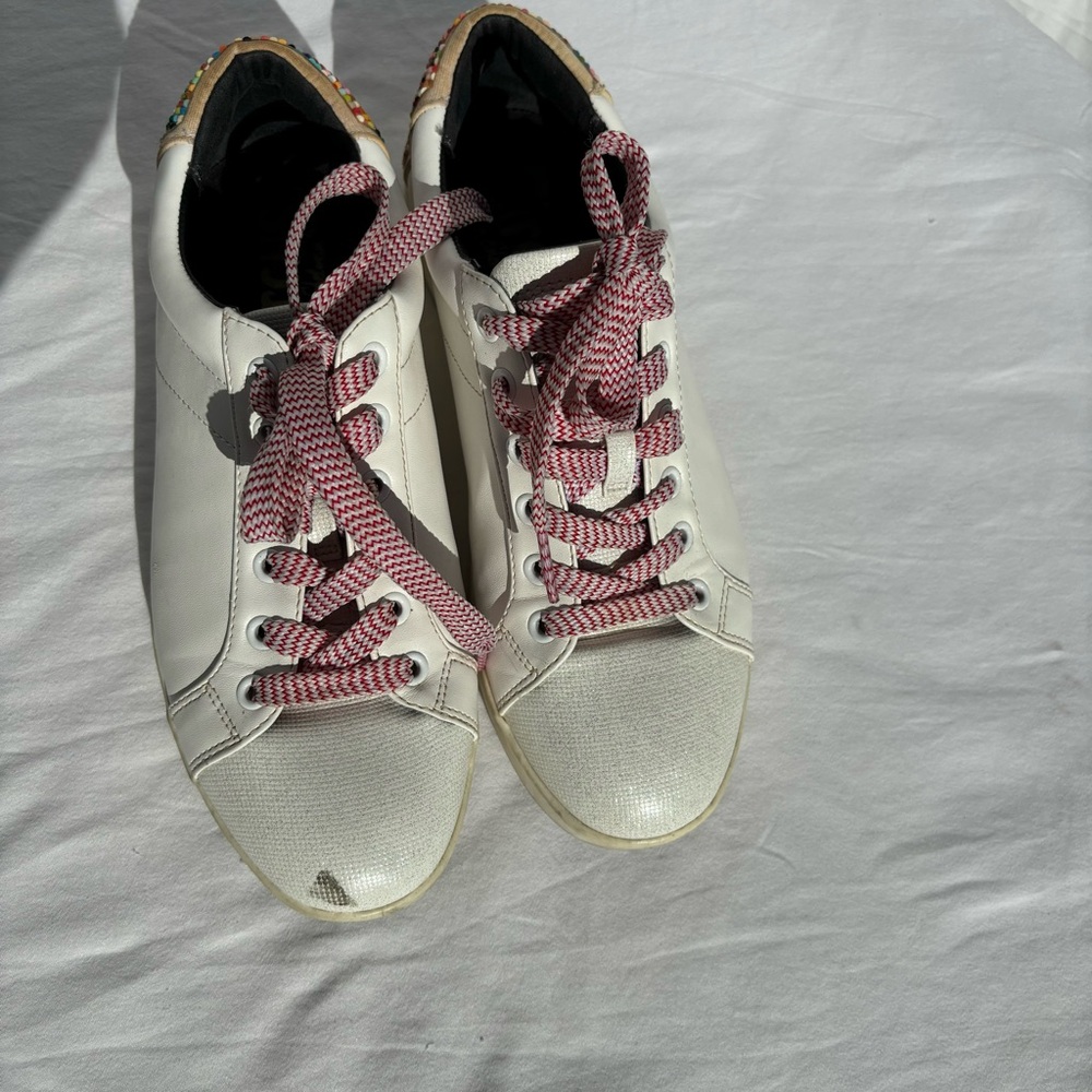 Circus by Sam Edelman White Beaded Heal Sneakers, Size 9
